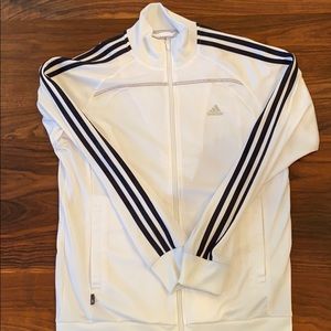 Adidas Track Jacket - White Navy Stripes - Small